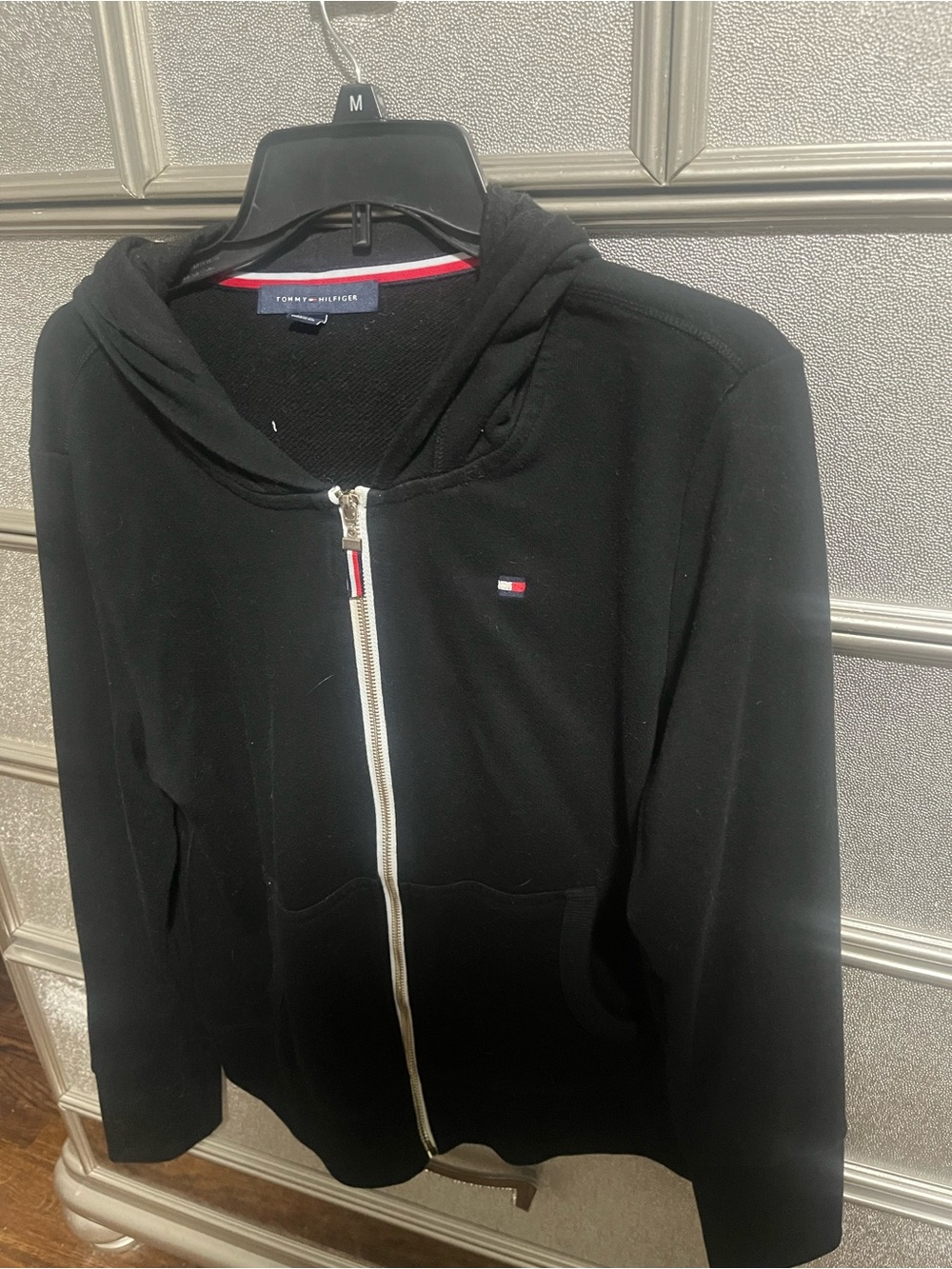 Tommy Hilfiger Black Hoodie with Red & White Trim